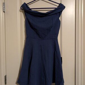 NWT Lulus Season of Fun blue off the shoulder dress Size small